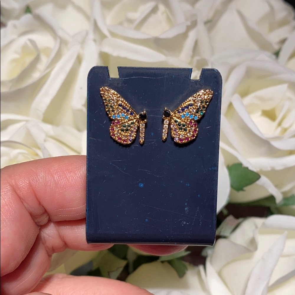 18k gold plated AAA crystals butterfly earrings